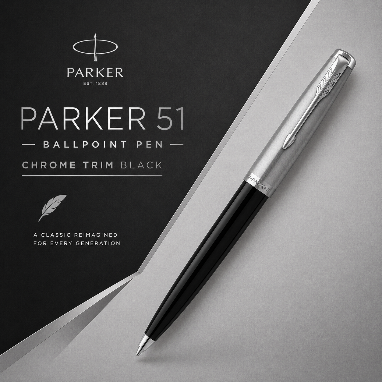 Parker 51 Chrome Trim Black Ballpoint Pen