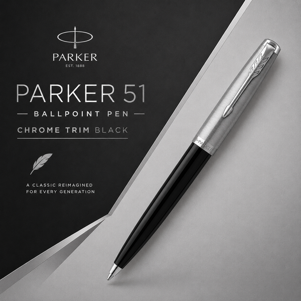 Parker 51 Chrome Trim Black Ballpoint Pen