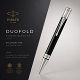 Parker Duofold Classic Black Ballpoint Pen – Palladium Trim