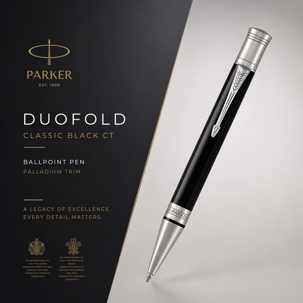 Parker Duofold Classic Black Ballpoint Pen – Palladium Trim