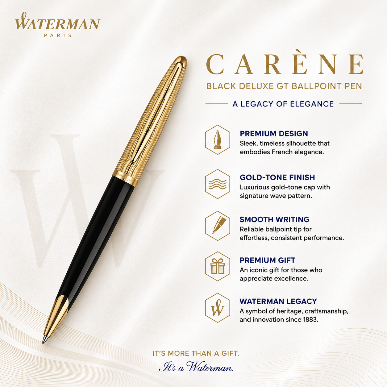 Waterman Carène Essential Black GT Ballpoint Pen