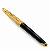 Waterman Carène Essential Fountain Pen – Black with Gold Trim (18K Gold Fine Nib)