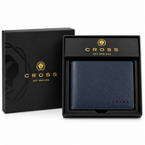 Cross Saffiano Leather 4CC Bifold Wallet with Coin Pocket - Navy Blue