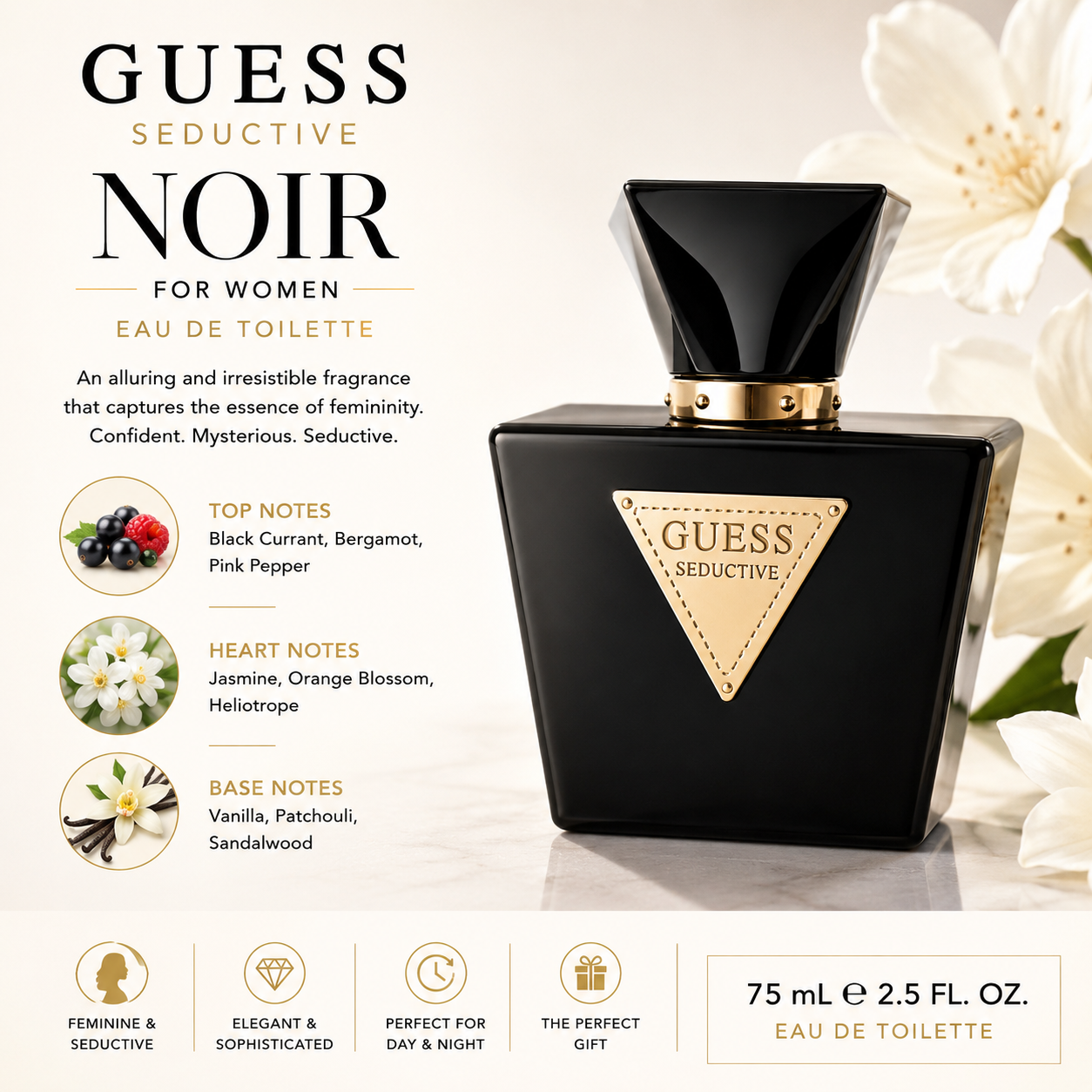 GUESS Seductive Noir for Women Eau de Toilette – 75ml