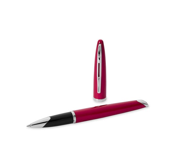 Waterman Carène Rollerball Pen – Glossy Garnet Red with Stainless Steel Trim