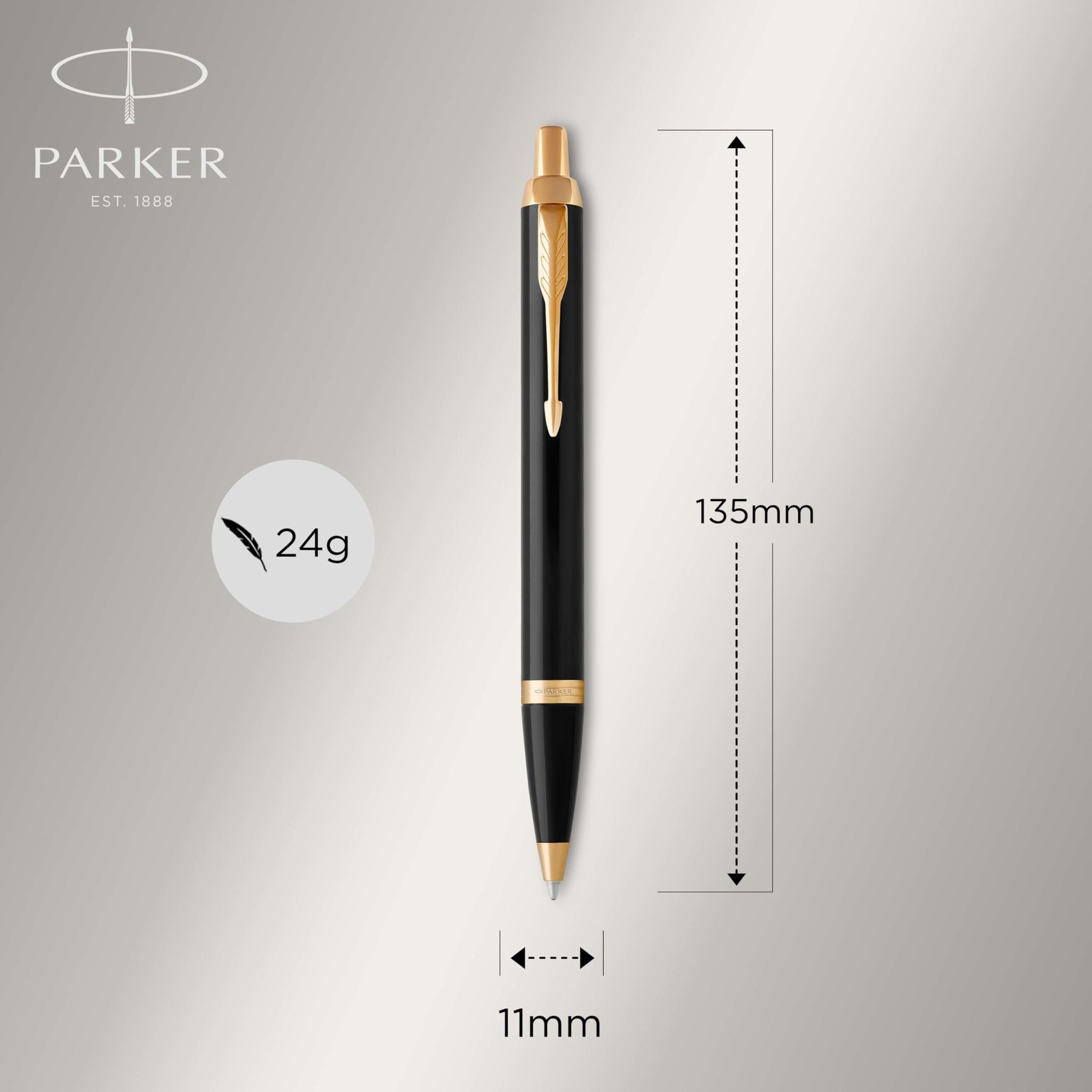 Parker IM Premium Ballpoint Pen – Black Lacquer with Gold Trim | Premium Ballpoint Pen