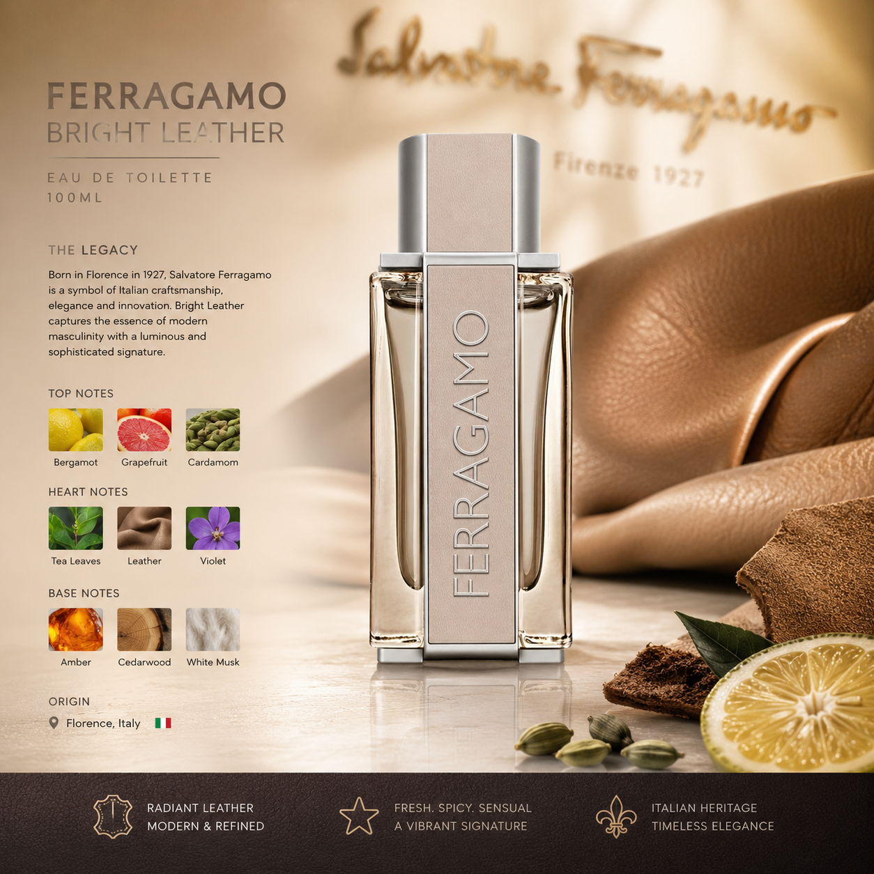 FERRAGAMO BRIGHT LEATHER EDT 100ML