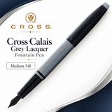 Cross Calais Grey Lacquer Fountain Pen with Black Cap – AT0116-26