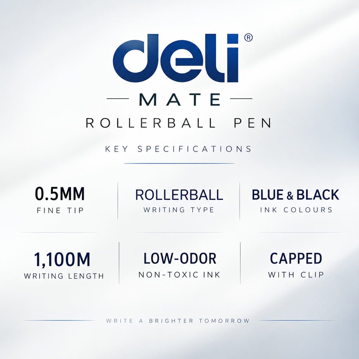 Deli Matte Rollerball Pen – 0.5mm (Blue & Black Ink)