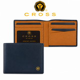 Cross Soft Grain Leather Bifold Wallet - Blue/Mocha, 8CC