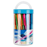Deli Arrow EQ02736 Retractable Ballpoint Pens – 0.7mm | Blue Ink | Assorted Colours | 50-Piece Jar
