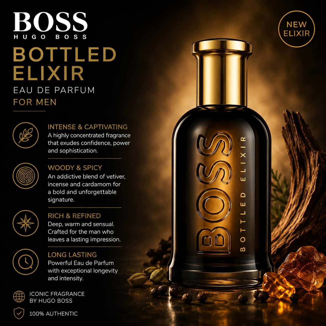 Hugo Boss Bottled Elixir EDP for Men 50ml | Woody Spicy Perfume