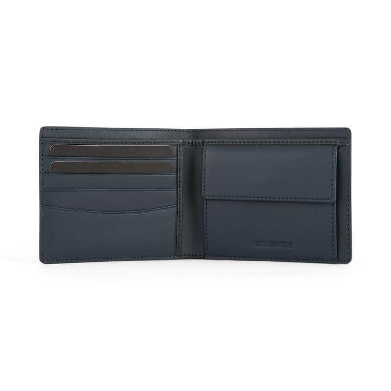 Cross Saffiano Leather 4CC Bifold Wallet with Coin Pocket - Navy Blue