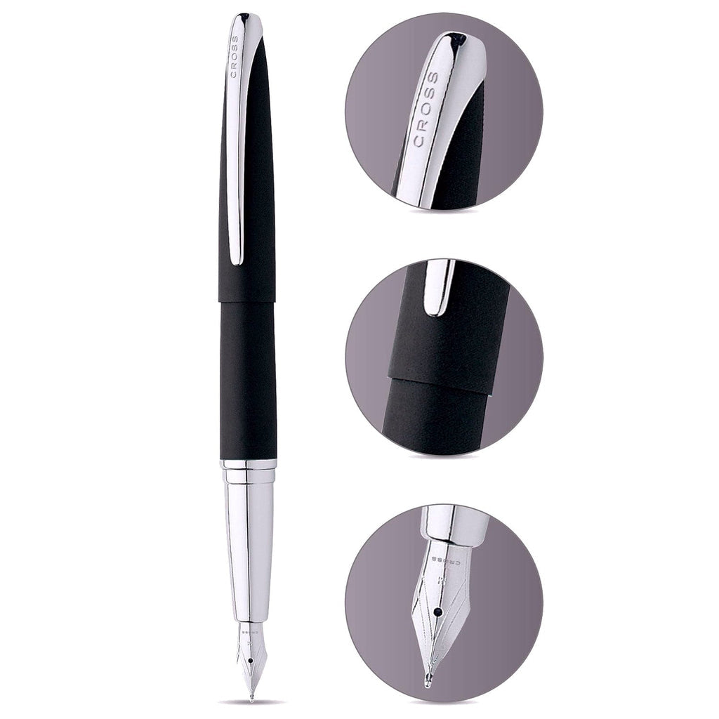 Cross ATX Basalt Black Fountain Pen – Chrome-Plated Trim & Stainless Steel Nib | 886-3