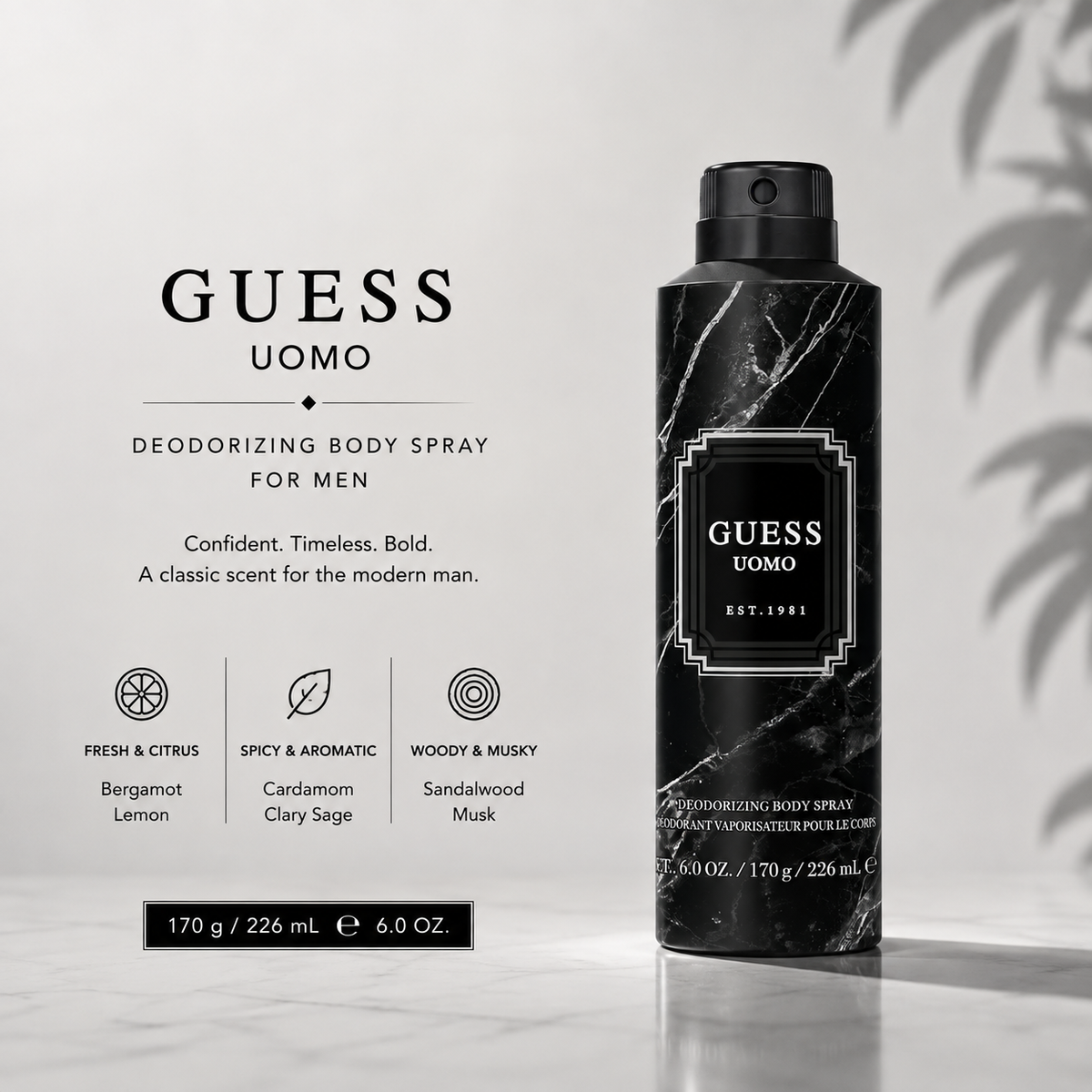 GUESS Uomo Deodorant Body Spray for Men – 226ml