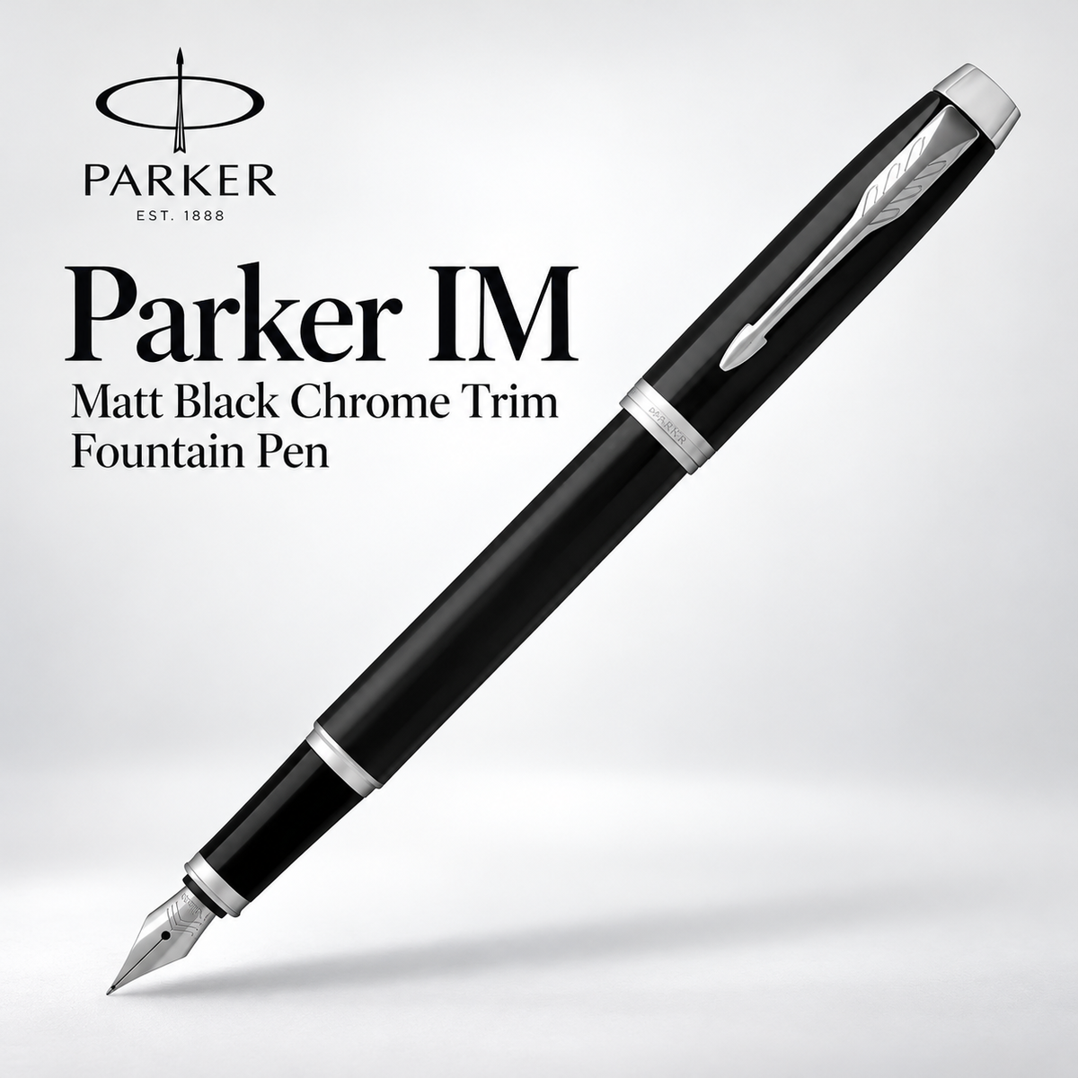 Parker IM Matt Black Chrome Trim Fountain Pen - Medium & Fine Nib
