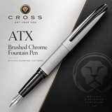 Cross ATX Sandblasted Dark Blue PVD Fountain Pen – Etched Diamond Pattern | 886-45