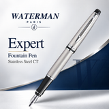 Waterman Expert Fountain Pen – Stainless Steel with Chrome Trim