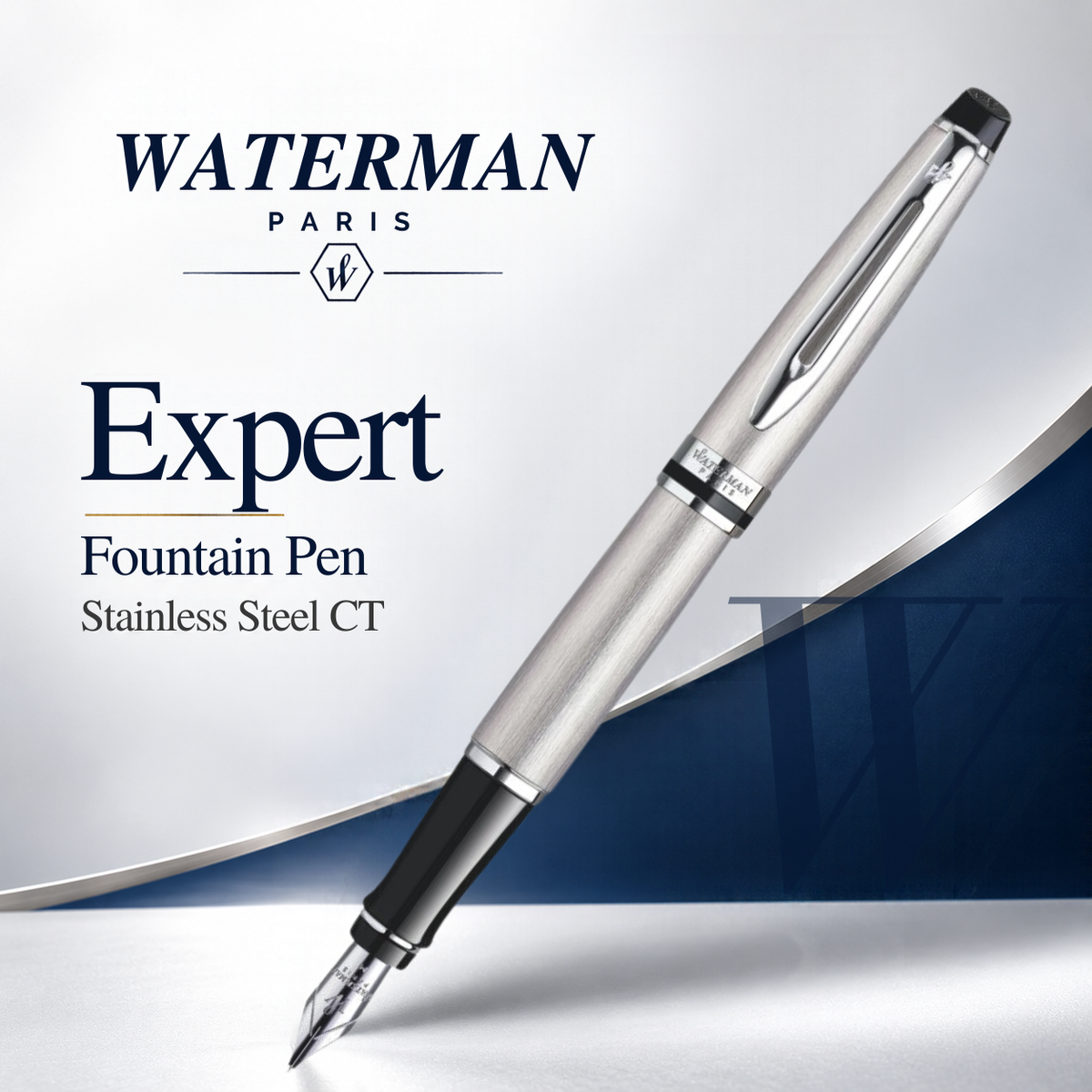 Waterman Expert Fountain Pen – Stainless Steel with Chrome Trim