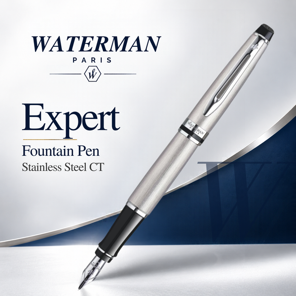 Waterman Expert Fountain Pen – Stainless Steel with Chrome Trim