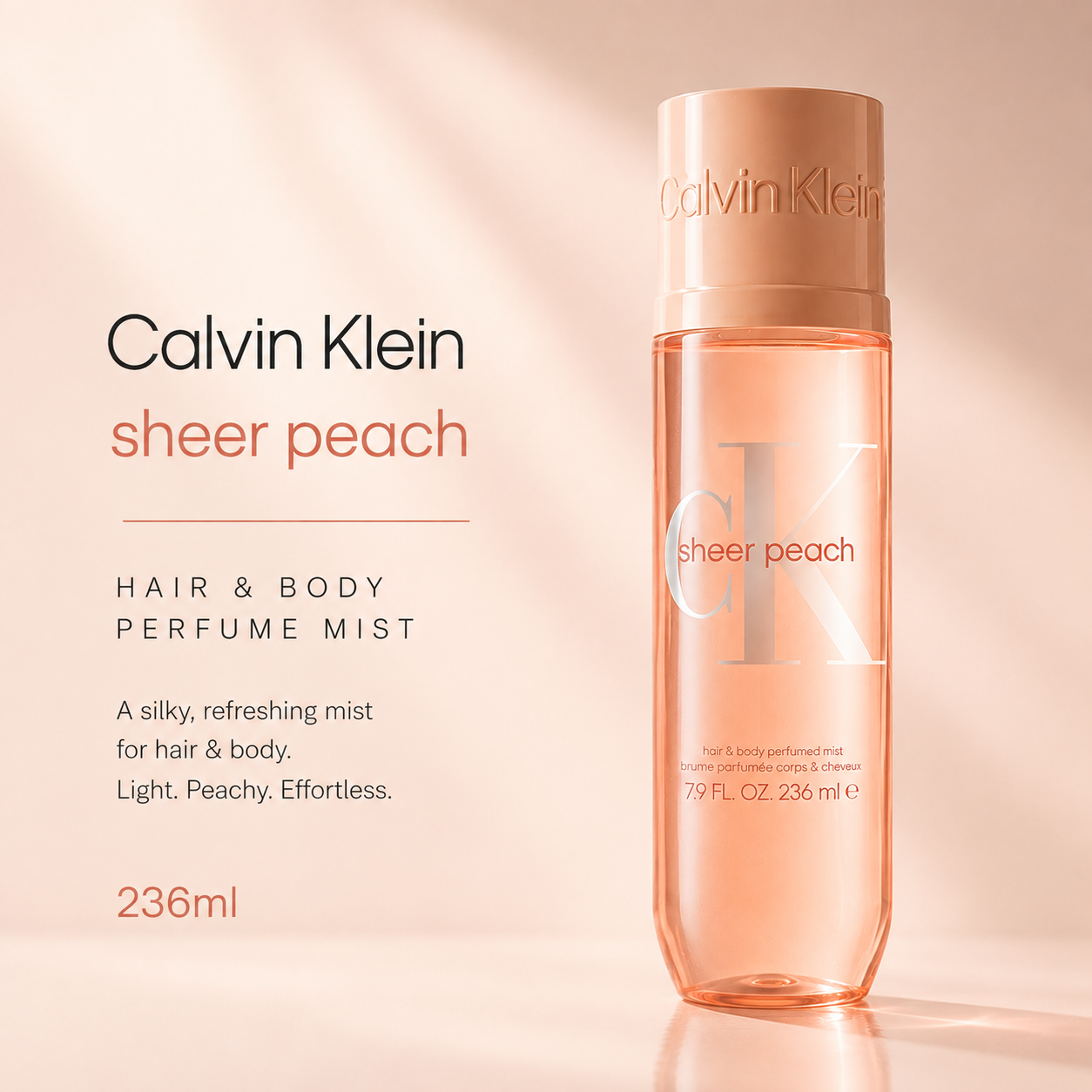 Calvin Klein Silky Sheer Peach Hair & Body Perfume Mist – Unisex – 236ml