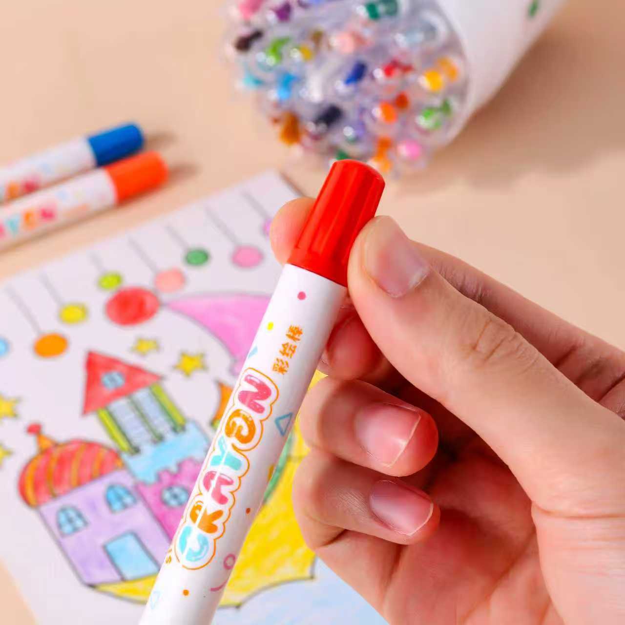 DEOXY Silky 12-Color Washable Crayons for Kids – Non-Toxic Lipstick Crayons