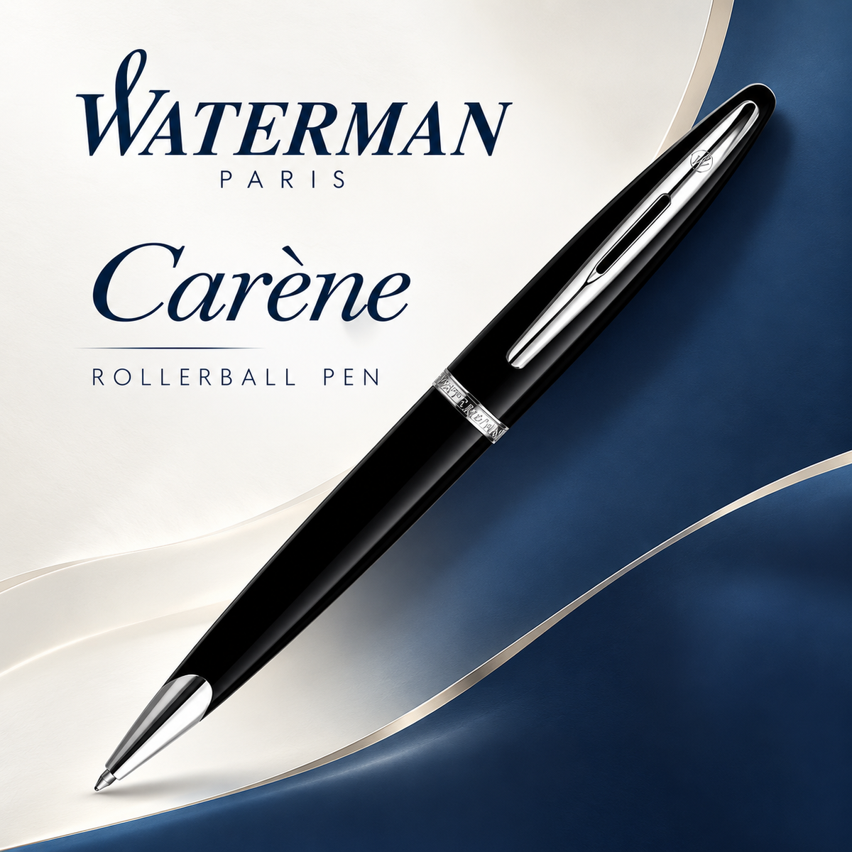 Waterman Carène Ballpoint Pen – Black Sea with Stainless Steel Trim