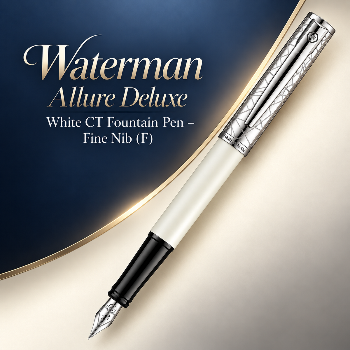 Waterman Allure Deluxe White CT Fountain Pen – Fine Nib (F)