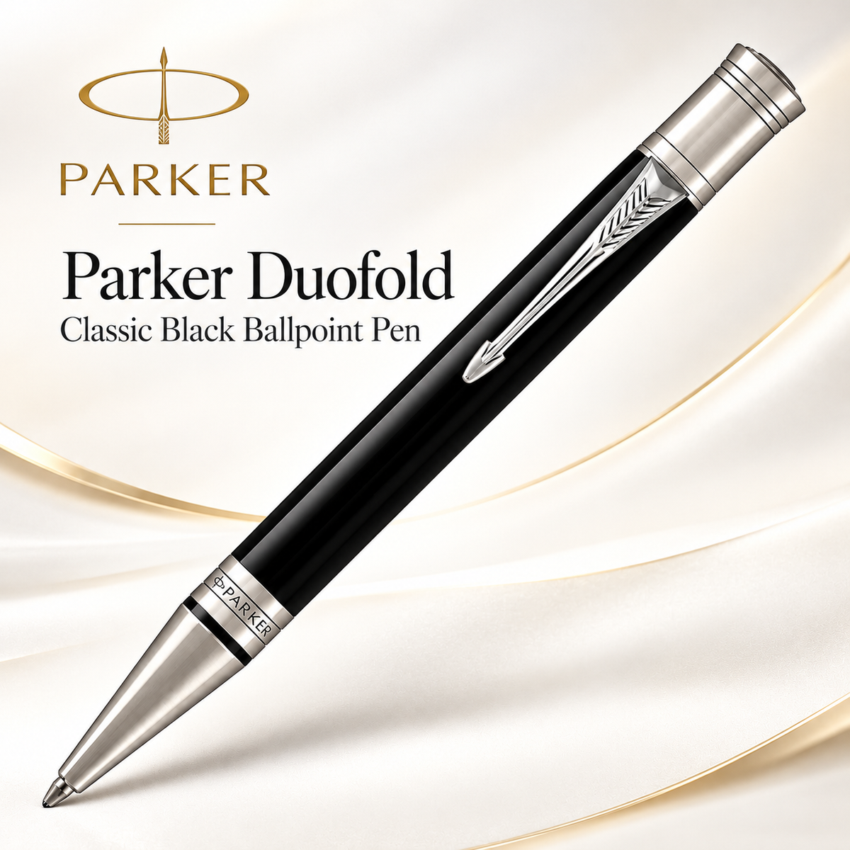Parker Duofold Classic Black Ballpoint Pen – Palladium Trim