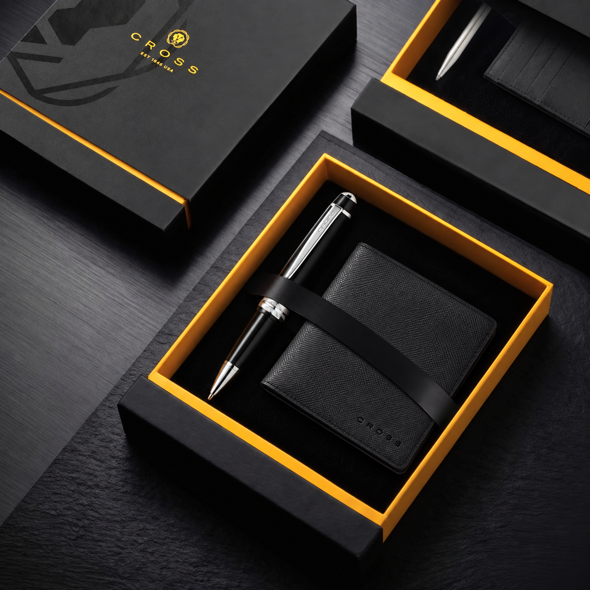 Cross 2-Piece Corporate Gift Set – Bailey Light Black Ballpoint Pen & Wallet
