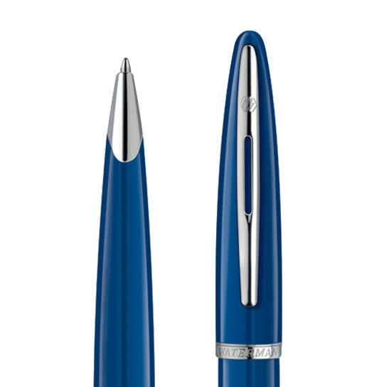 Waterman Carène Ballpoint Pen – Blue with Stainless Steel Trim