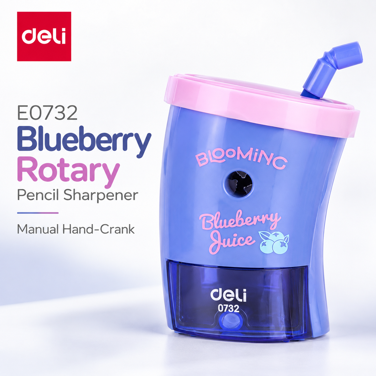 Deli E0732 Blueberry Rotary Pencil Sharpener – Manual Hand-Crank