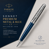 Parker Sonnet Ballpoint Pen – Premium Metal Blue with Chrome Trim | Premium Ballpoint Pen