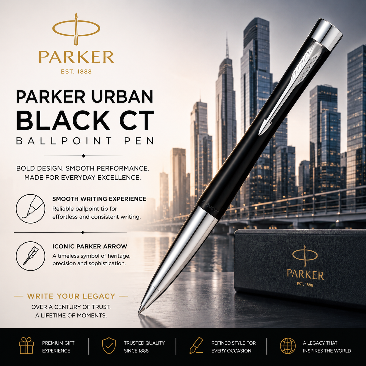 Parker Urban Metal Series Black CT Ballpoint Pen