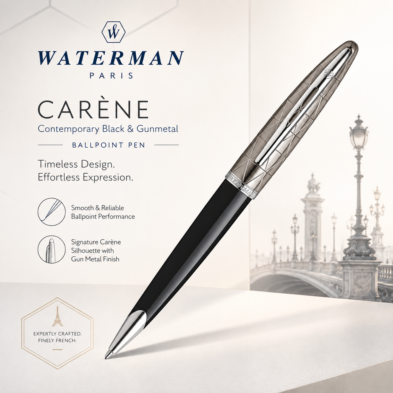 Waterman Carene Ballpoint Pen – Contemporary Black & Gunmetal