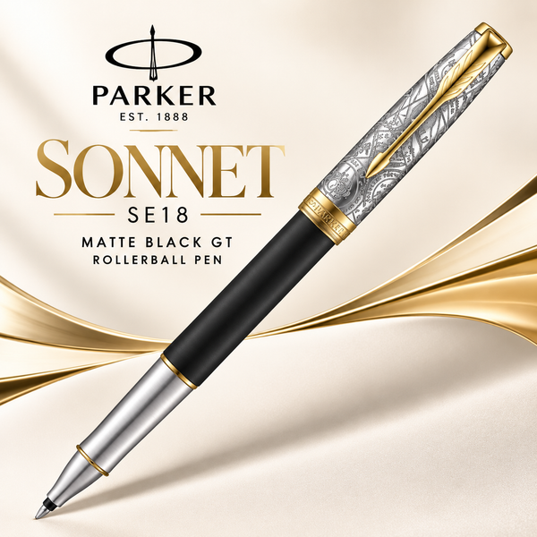 Parker Sonnet SE18 Matte Black GT Rollerball Pen