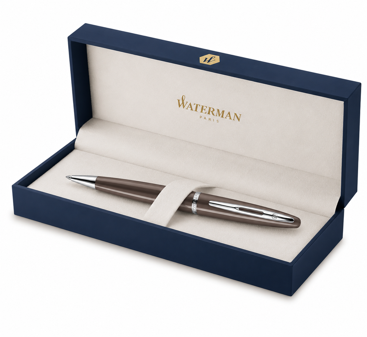 Waterman Carène Ballpoint Pen – Frosty Brown with Stainless Steel Trim