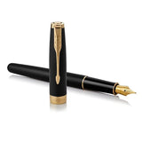 Parker Sonnet Matte Black Lacquer GT Fountain Pen – 18K Solid Gold Nib & Gold-Plated Trim