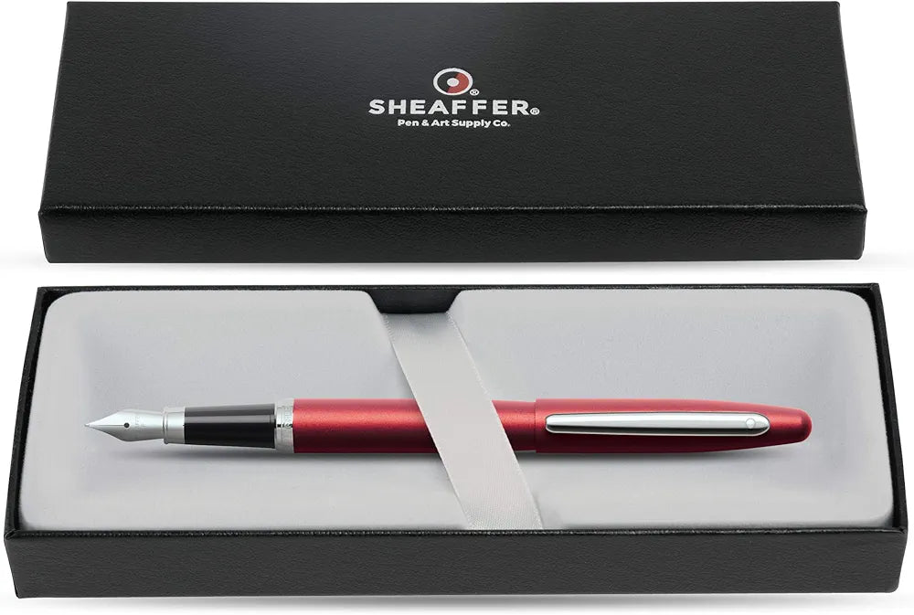 Sheaffer VFM 9403 Fountain Pen – Excessive Red with Nickel Plate Trim
