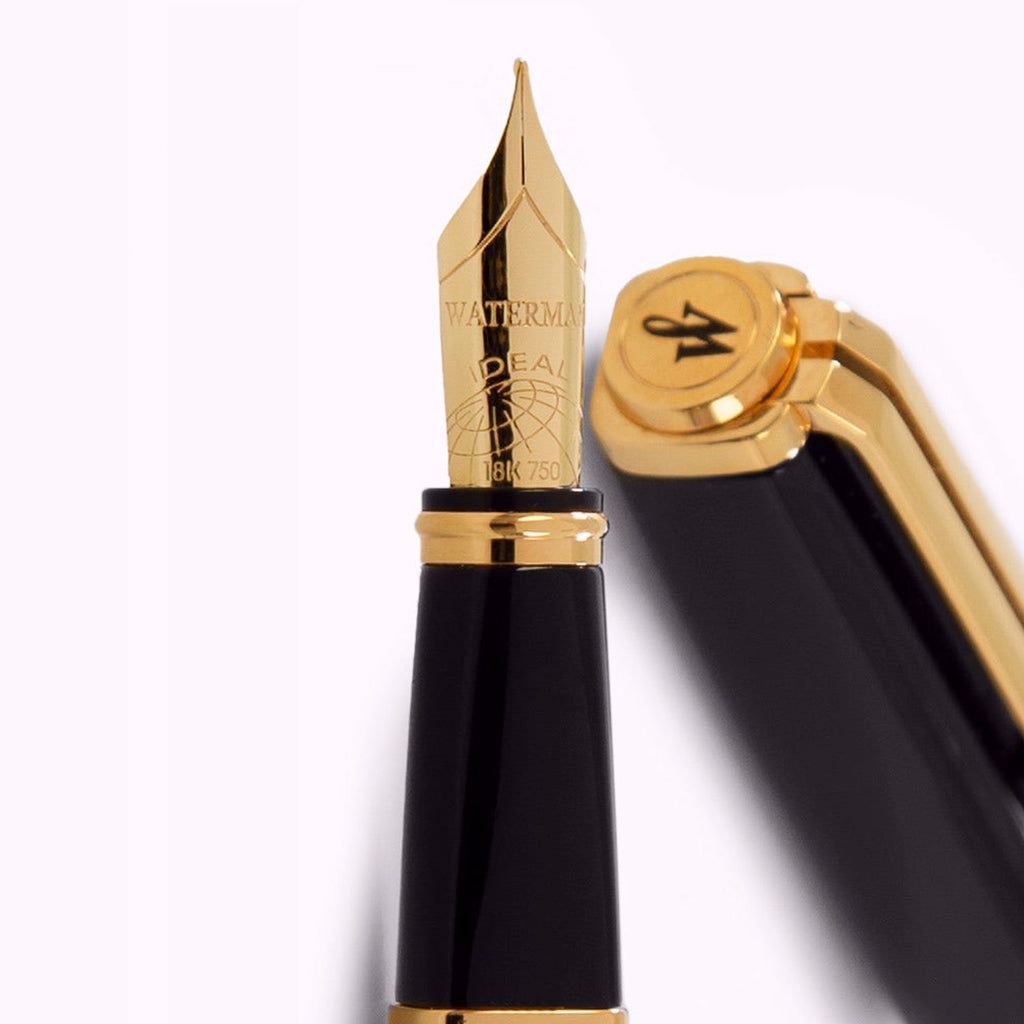 Waterman Exception Slim Black GT Fountain Pen – 18K Gold Nib