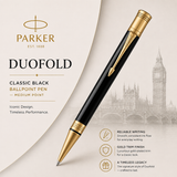 Parker Duofold Ballpoint Pen — Classic Black | Gold Trim | Medium Point