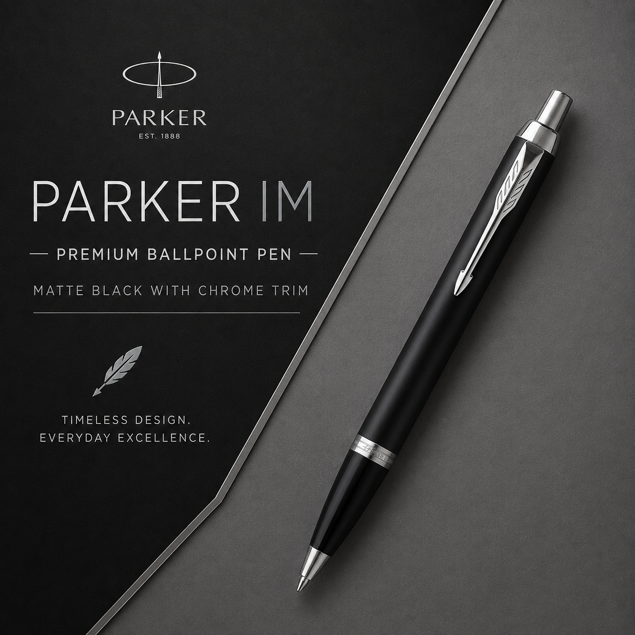Parker IM Premium Ballpoint Pen – Matte Black with Chrome Trim | Premium Ballpoint Pen