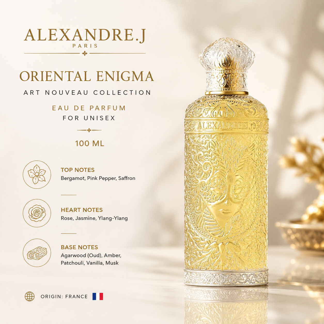 Alexandre.J Oriental Enigma EDP 100ml, niche unisex perfume bottle
