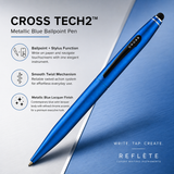 Cross Tech Blu Ballpoint Pen AT0652-6 – Blue Lacquer with Chrome Trim
