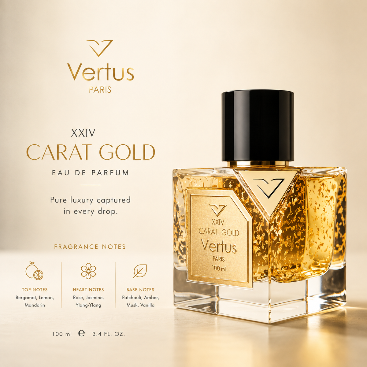 Vertus XXIV Carat Gold Eau de Parfum EDP 100ml