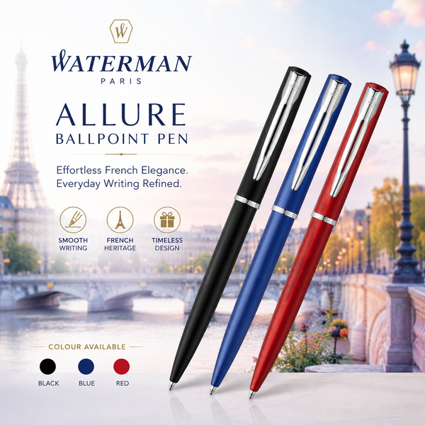 Waterman Allure ballpoint pen, blue with chrome trim