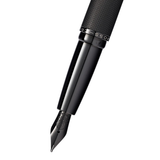 Cross ATX Brushed Black PVD Fountain Pen with Etched Diamond Pattern & Stainless Steel/Black Nib – 886-41