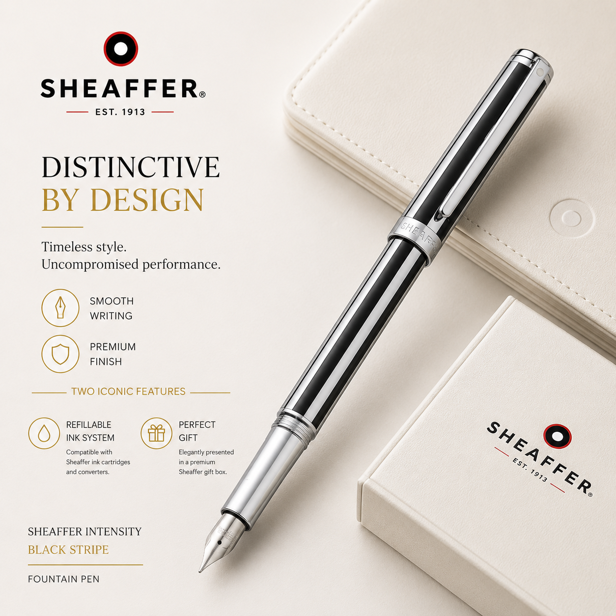 Sheaffer Fountain Pen Intensity Black Stripe ITS9233PN-F