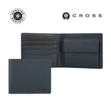 Cross Saffiano Leather 4CC Bifold Wallet with Coin Pocket - Navy Blue