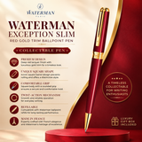 Waterman Exception Slim Ballpoint Pen – Red & Gold Trim | Refurbished